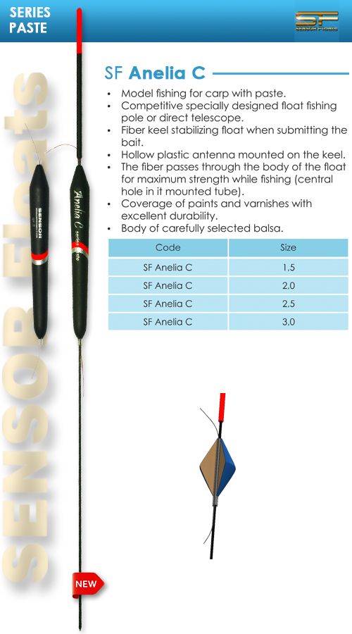 SF ANELIA C-INLINE PASTE плувки, fishing, floats, carbon, sensor, team, balsa, flotteurs, galleggiante, fischschwimmer, hal úszók, inline, waggler