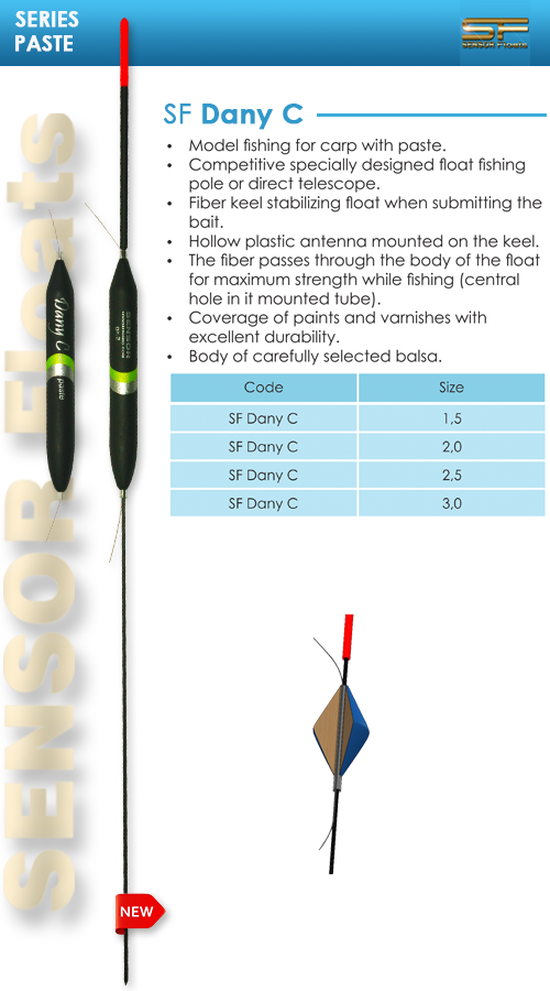 SF DANY C-INLINE PASTE плувки, fishing, floats, carbon, sensor, team, balsa, flotteurs, galleggiante, fischschwimmer, hal úszók, inline, waggler