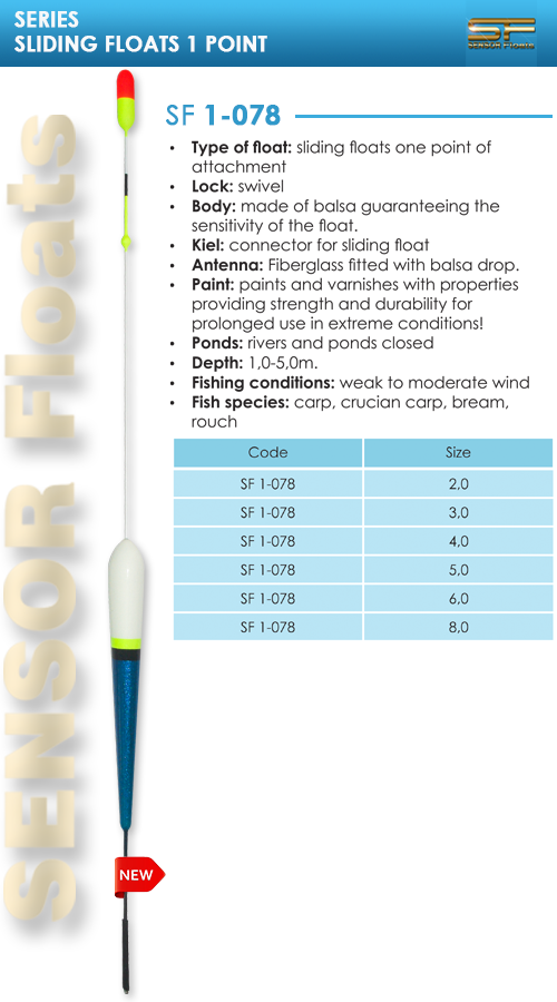 SF 1-078 плувки, fishing, floats, carbon, sensor, team, balsa, flotteurs, galleggiante, fischschwimmer, hal úszók, inline, waggler