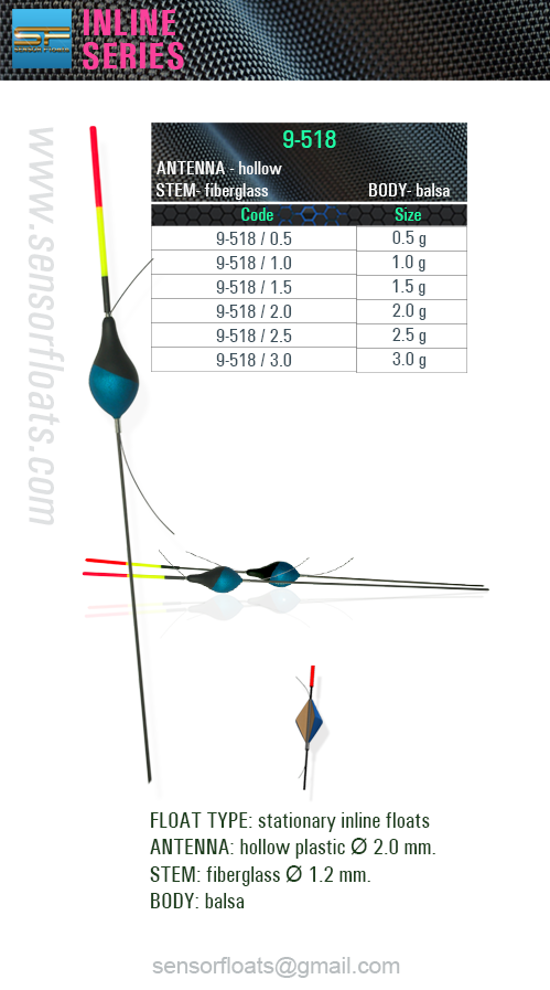 9-518-inline sf, sensor, 9-518, sensor floats, sensor team, 釣り山車, rybárske plaváky, Fëscherei schwëmmt, carrosses de pesca, veiði fljóta, snámh iascaireachta, צף דיג, риболовни плувки, fishing floats, iasgach ag iasgach, fiske flyter, rybářské plováky, ribolov pluta, flotteurs de pêche, kalastus kelluu, horgász úszók, риболовецькі поплавки, balıkçılık yüzer, ribiški plovec, поплавки, plute de pescuit, visdobbers, fiske flyter, Fischen schwimmt, flotadores de pesca, spławiki, bóias de pesca, αλιεία επιπλέει, galleggianti da pesca, flotteurs de pêche balsa, floats, inline, posen, flotteur, carp, rohacell