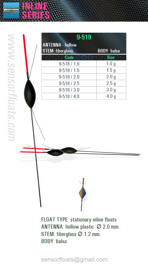 9-519-inline sf, sensor, 9-519, sensor floats, sensor team, 釣り山車, rybárske plaváky, Fëscherei schwëmmt, carrosses de pesca, veiði fljóta, snámh iascaireachta, צף דיג, риболовни плувки, fishing floats, iasgach ag iasgach, fiske flyter, rybářské plováky, ribolov pluta, flotteurs de pêche, kalastus kelluu, horgász úszók, риболовецькі поплавки, balıkçılık yüzer, ribiški plovec, поплавки, plute de pescuit, visdobbers, fiske flyter, Fischen schwimmt, flotadores de pesca, spławiki, bóias de pesca, αλιεία επιπλέει, galleggianti da pesca, flotteurs de pêche balsa, floats, inline, posen, flotteur, carp, rohacell