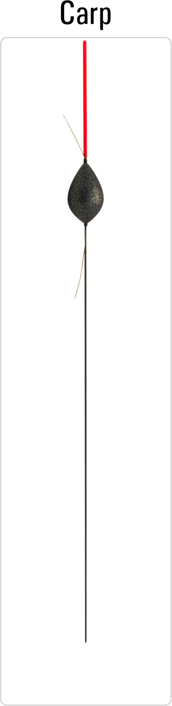 Carp competition fishing float with solid plastic antenna and carbon stem, perfect for commercial lakes and canals