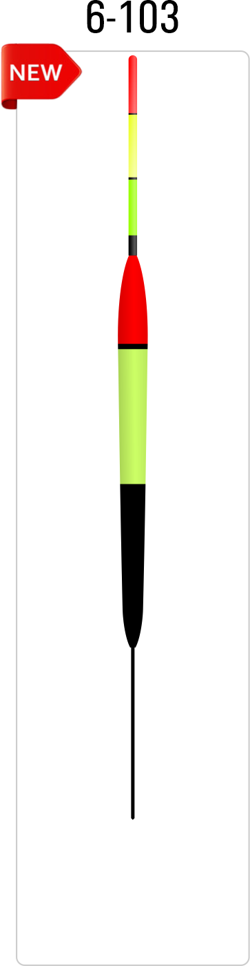 6-103 fishing float with hollow plastic antenna, balsa body, and fiberglass stem for lake and river use