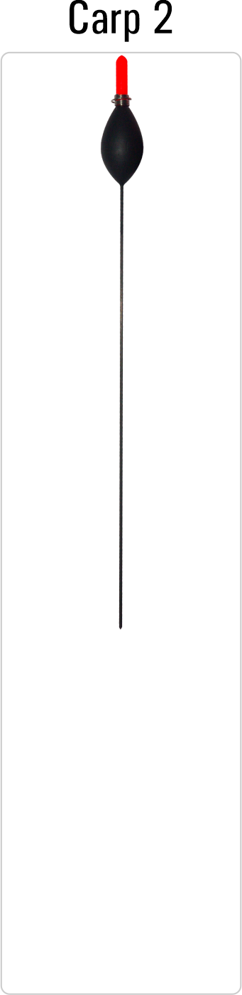 Carp 2 ultra-light competition float with hollow plastic antenna and fiberglass stem for finesse carp fishing