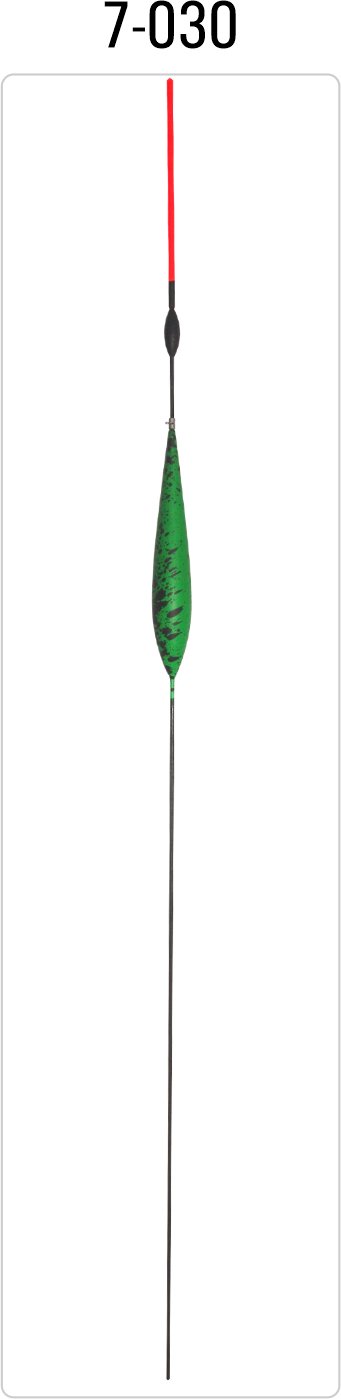 Inline fishing float model 7-030 with hollow plastic antenna and slim balsa body