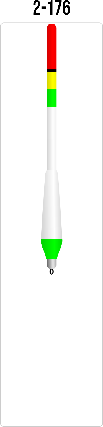 SENSOR FLOATS 2-176 mini waggler with long tapered white balsa body, fluorescent green base, 5 mm hollow multicolor antenna and duralumin swivel fitting